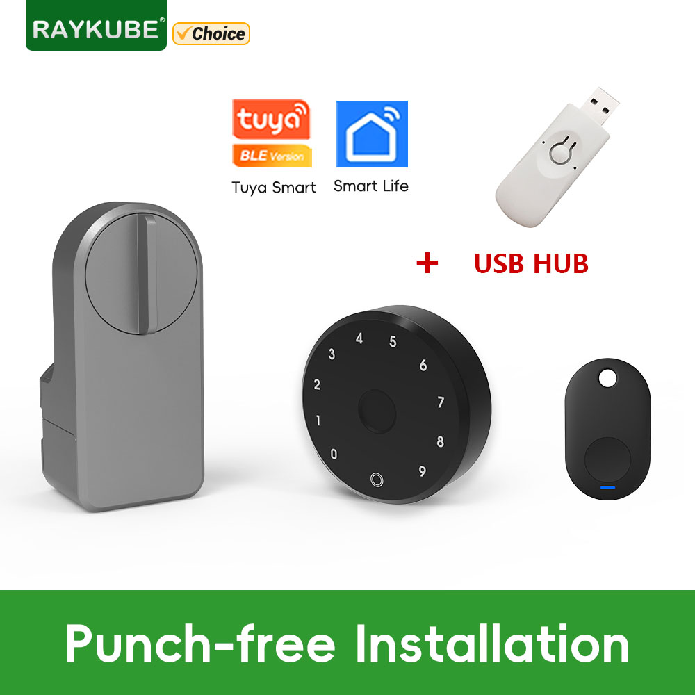 Glass Door Hinge - RAYKUBE A1 Pro Tuya BEL スマートドアロックセット（フォブ/キーパッド/スマートキー付き）Tuyaリモートアンロック、AlexaとGoogleアシスタント対応