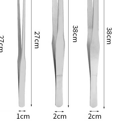 Feeding Tong Stainless - ステンレス製の水槽メンテナンスツール、ゴム製の先端が付いた爬虫類用給餌トング、水槽用ピンセット、蛇の飼育環境用アクセサリー