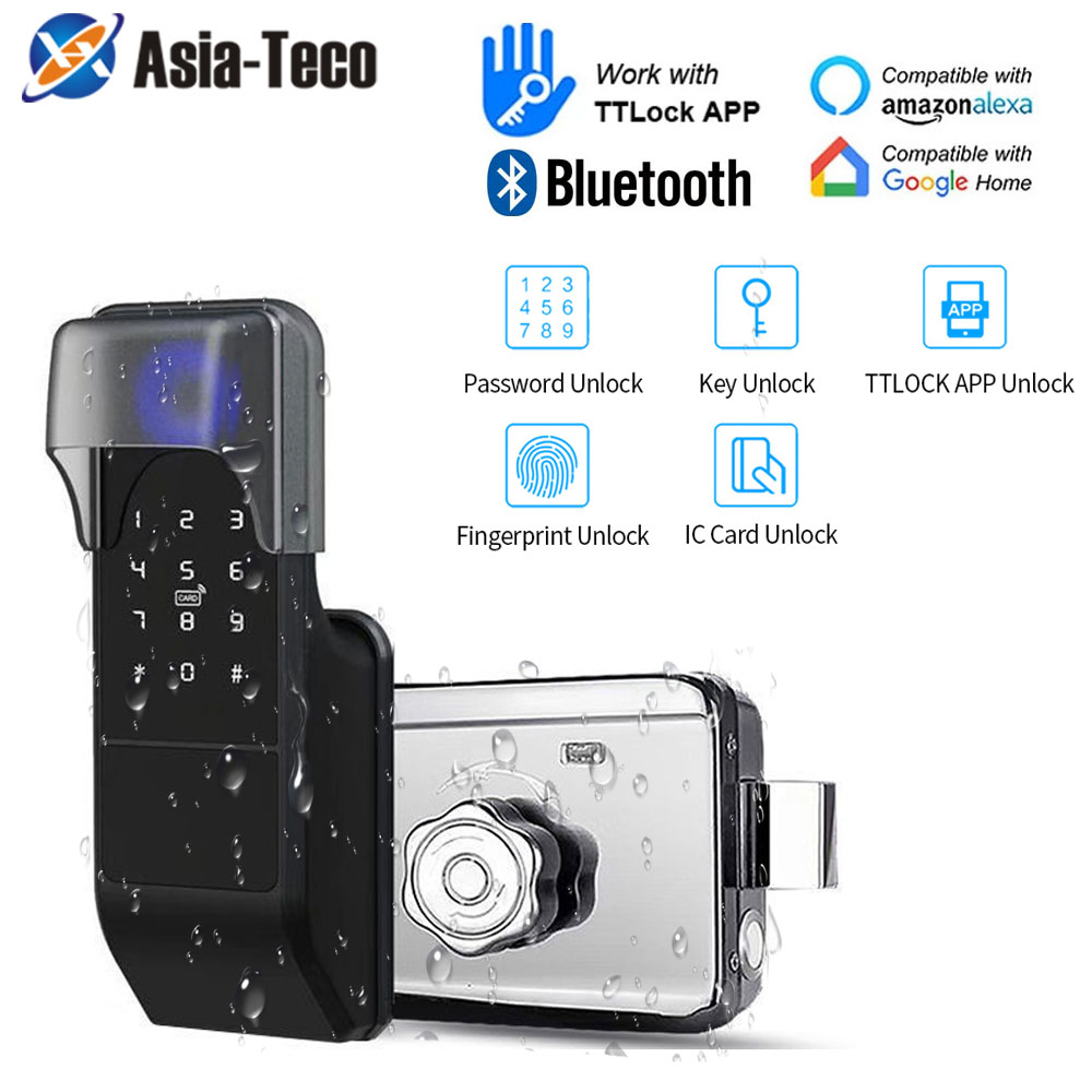 Glass Door Hinge - IP65 防水 TTLock 指紋スマートドアロック屋外ゲート Bluetooth パスワード