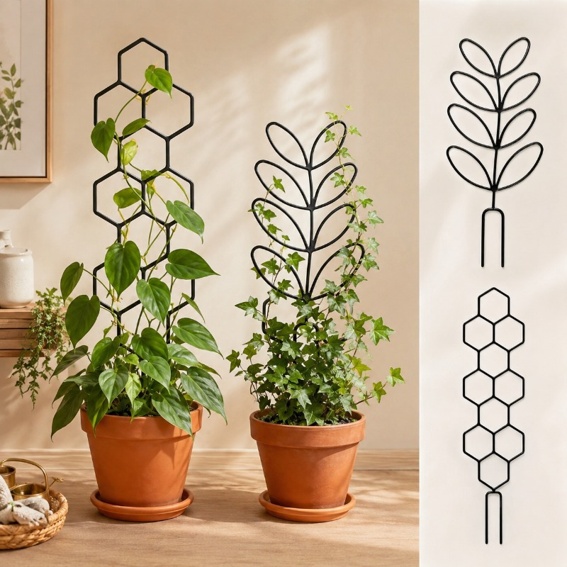 Vine Climbing Plastic - 2/4個入り 植物サポート固定フレーム 亜鉛メッキ防錆プラスチック製サポート 鉢植えつる性植物用 室内および屋外ガーデンクライミングフレーム