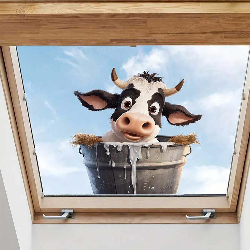 Pvc Panel Background - かわいい牛の壁ステッカー自己粘着壁紙寝室子供部屋動物壁画背景装飾家の装飾 AA266