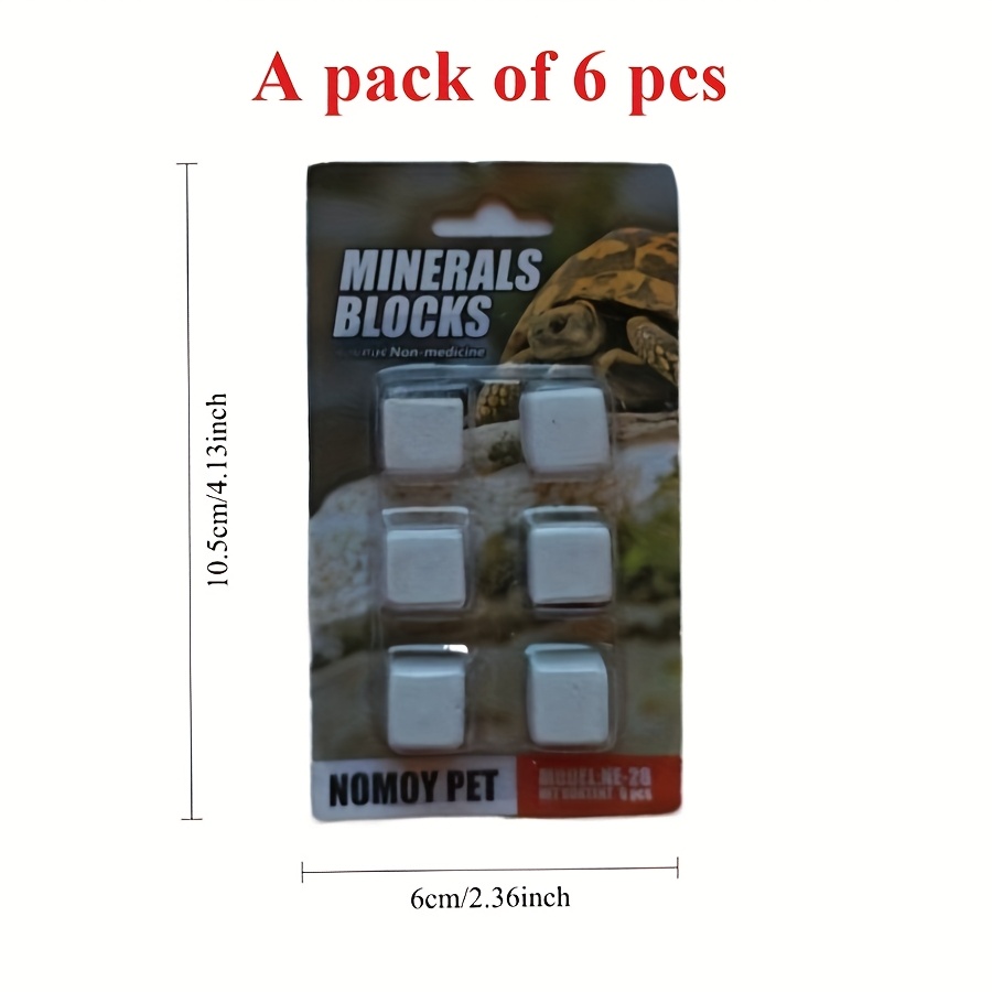 Calcium Powder Reptile - 6個入り水槽用カルシウムブロックミネラル、爬虫類用研磨キューブ、カメ用研磨石、カタツムリ用タンクカルシウム
