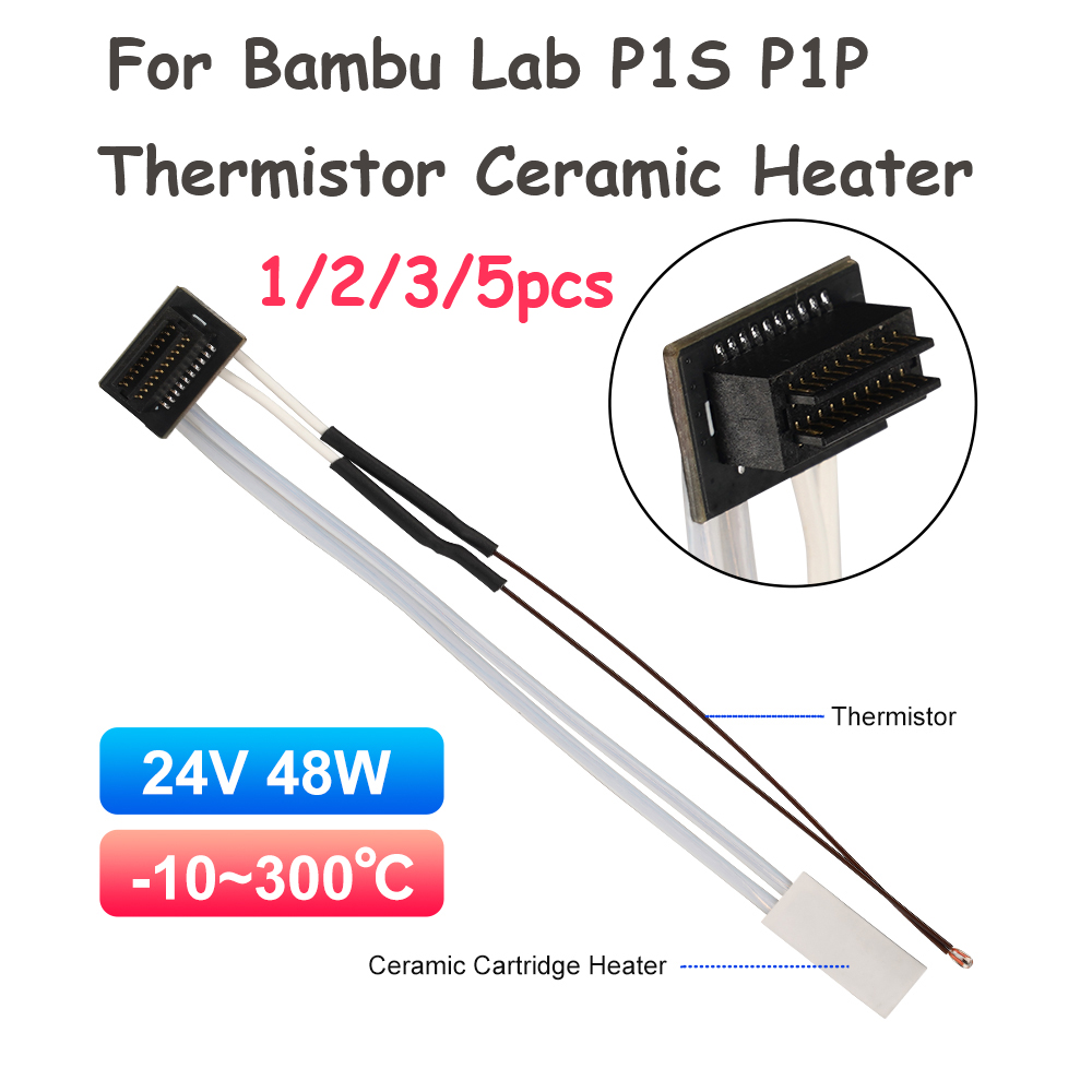 Ceramic Heat Emitter - Bambu Lab P1S P1P用サーミスターセラミックカートリッジヒーター、3Dプリントホットエンド用、TZホットエンド加熱ブロック、3Dプリンター部品
