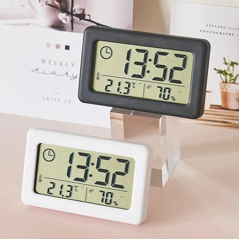 Digital Hygrometer Probe - 寝室の装飾用のデジタル目覚まし時計、寝室用の卓上時計LEDテーブル温度計と湿度計、12または24時間電源、ベッドサイドの電子機器