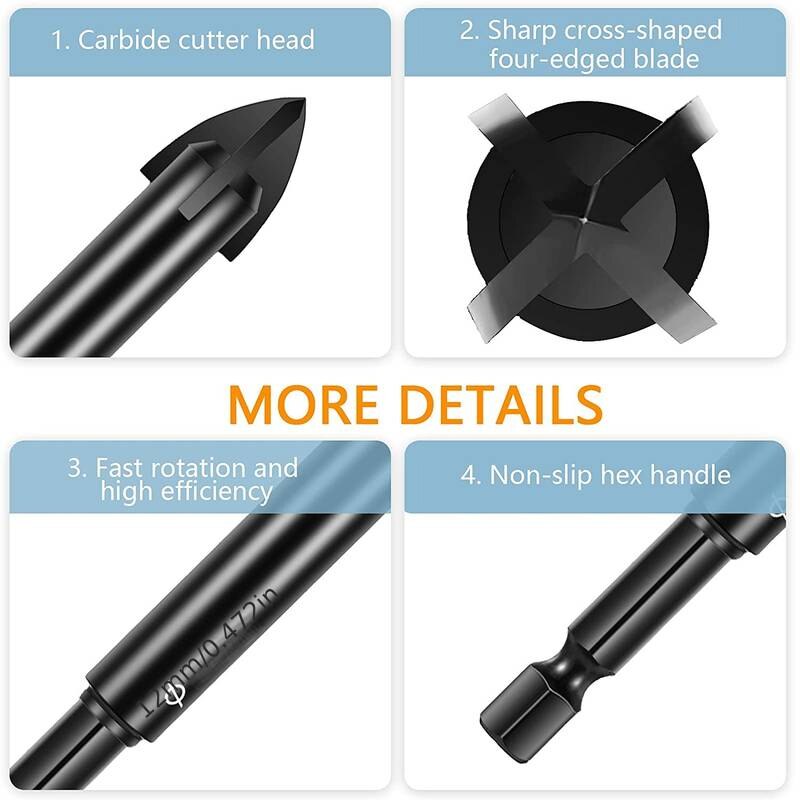 6 ピース/セット超硬クロス六角タイルガラスセラミックドリル - Ceramic Tile Floor のレビューと価格