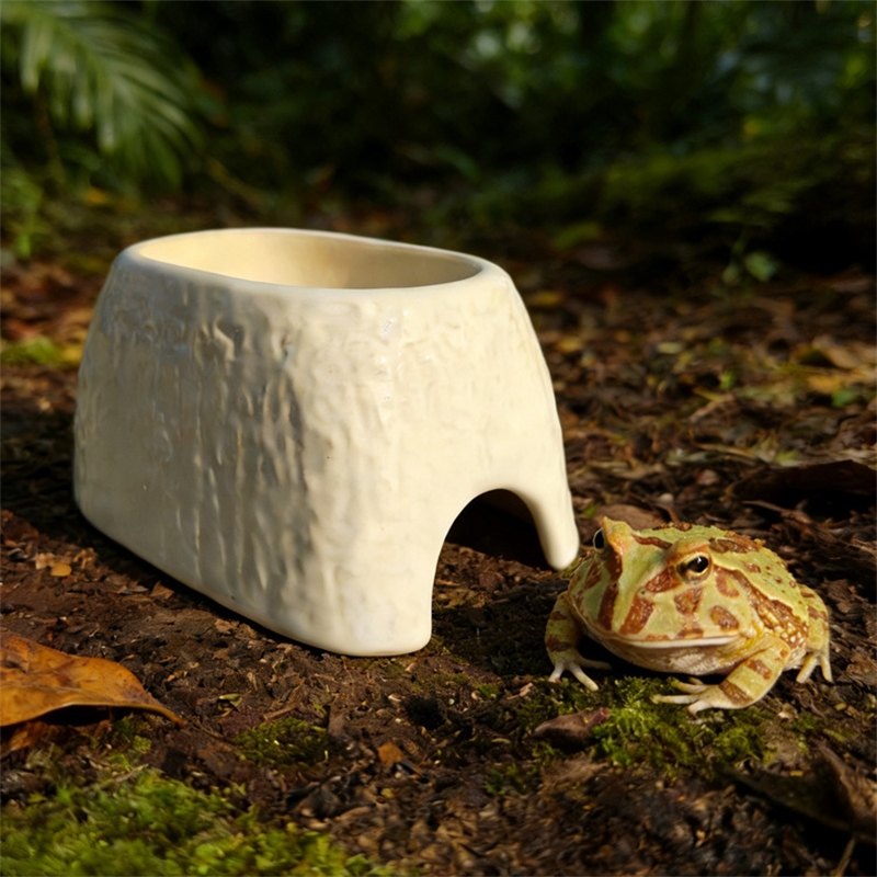 セラミック製ヒョウ柄加湿隠れ家 湿床洞窟 ゲッコー、爬虫類、 - Hide Cave Ceramic のレビューと価格