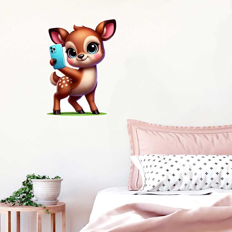 かわいい鹿の壁のステッカー自己粘着壁紙寝室子供部屋動物壁画背 - Pvc Panel Background のレビューと価格