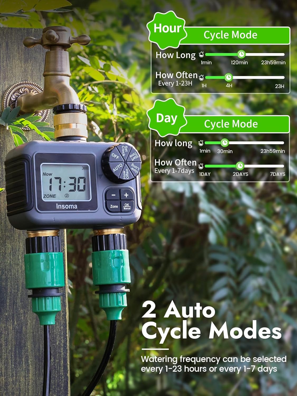 Insoma-インテリジェント散水システム,デュアルアウトレ - Timer Dual Outlet のレビューと価格