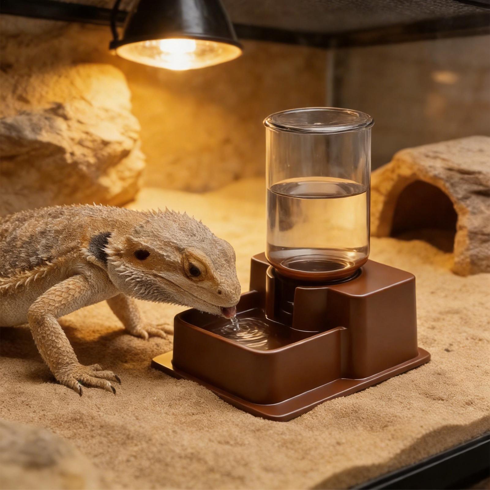 自動爬虫類給水器 再利用可能な容器 クリエイティブな給餌ステ - Water Dish Reptile のレビューと価格