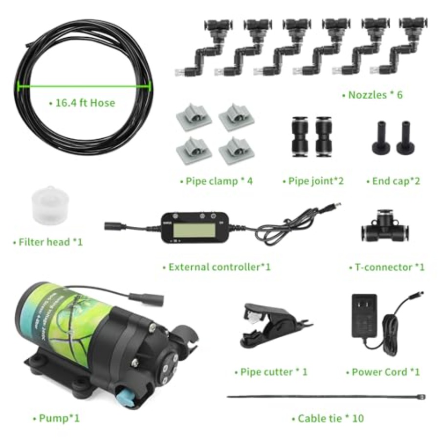テラリウム用爬虫類ミスト噴霧システム：ABS樹脂製、黒色、タ - Misting Nozzle Reptile のレビューと価格