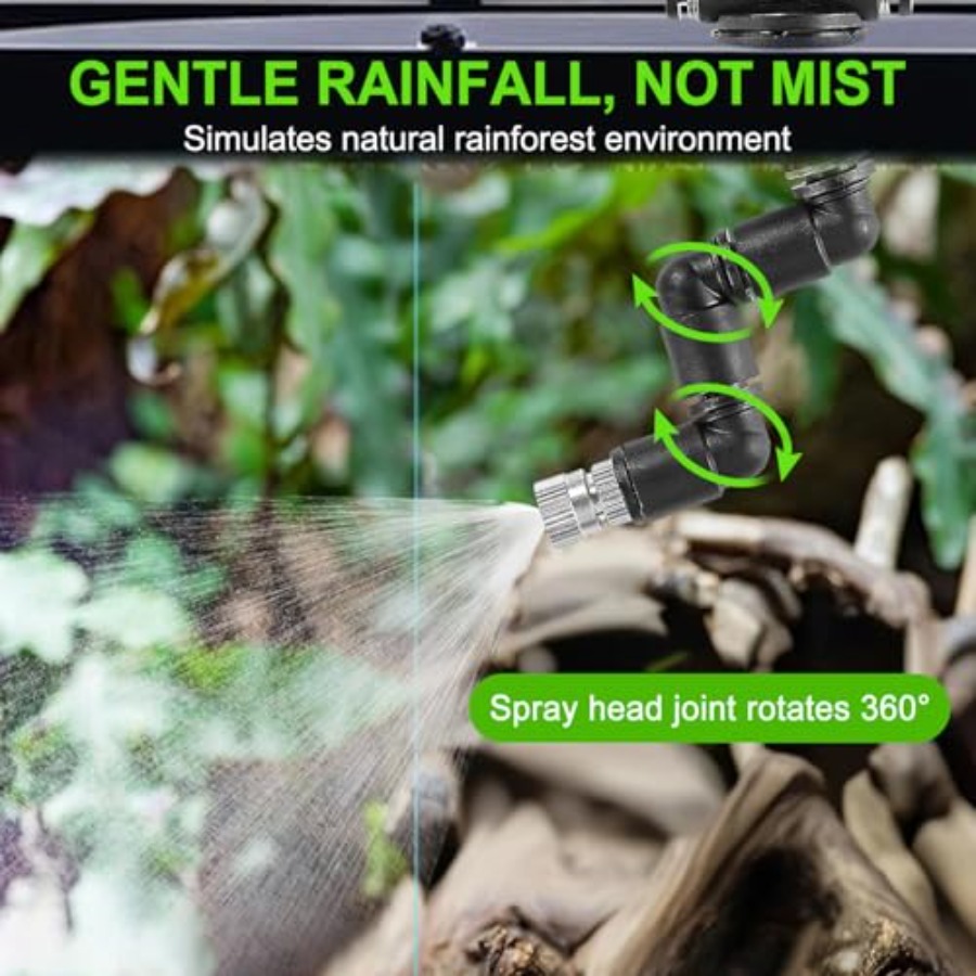テラリウム用爬虫類ミスト噴霧システム：ABS樹脂製、黒色、タ - Misting Nozzle Reptile のレビューと価格