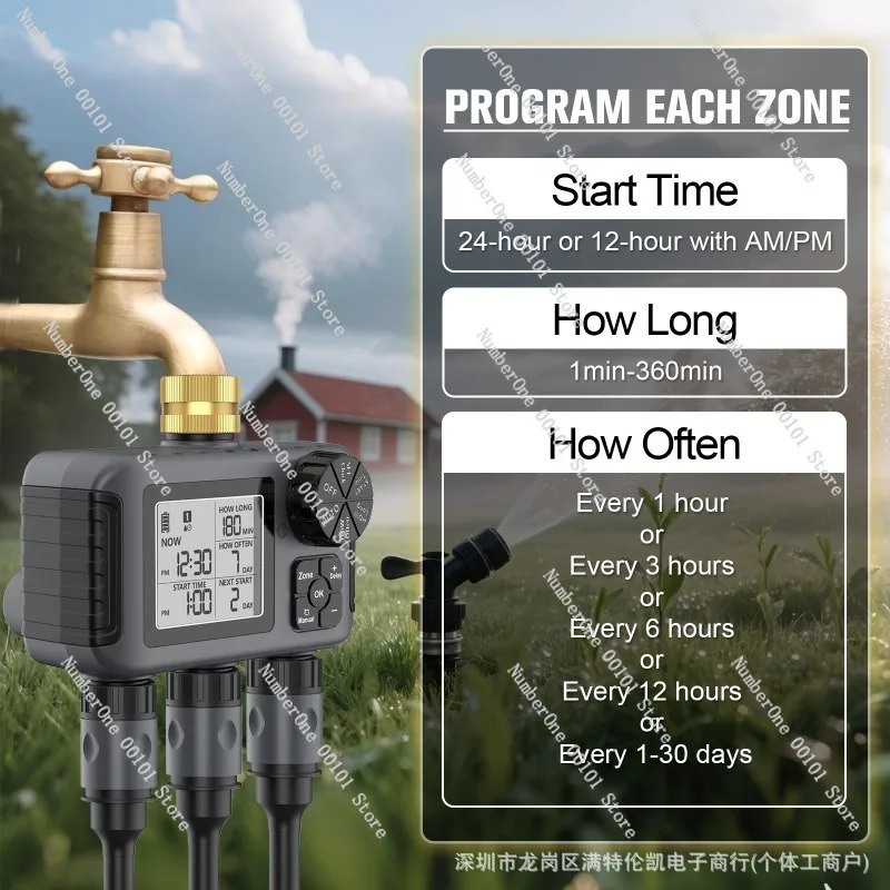 3口大型スクリーン自動灌漑タイマー、金属コネクター付き、デュ - Timer Dual Outlet のレビューと価格