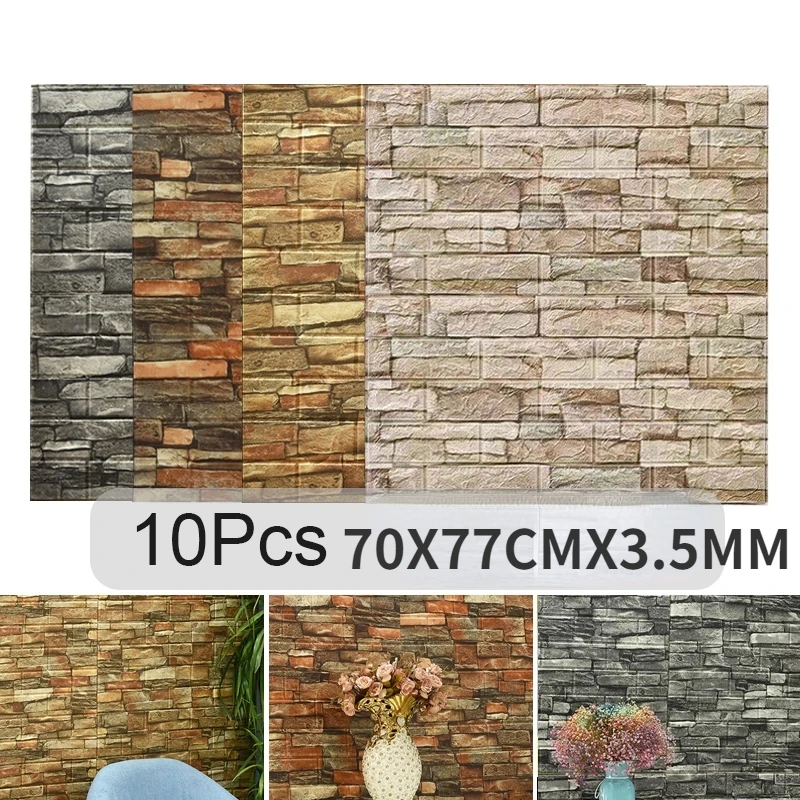 3Dレンガの壁のステッカー,防水,フォームの装飾壁紙,子供部 - Pvc Panel Background のレビューと価格