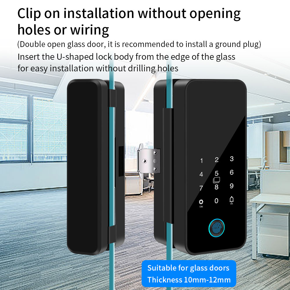 多機能スマートガラスドアロック電子デジタル生体認証指紋Tuy - Glass Door Hinge のレビューと価格