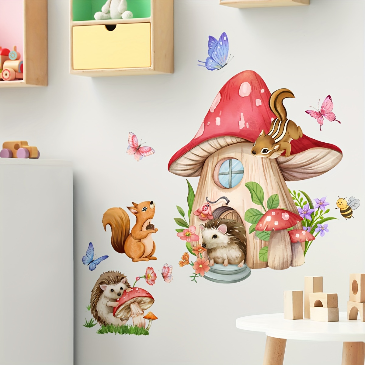 1 ピースユニバーサルアニマルキノコ蝶ウォールステッカー背景 - Pvc Panel Background のレビューと価格