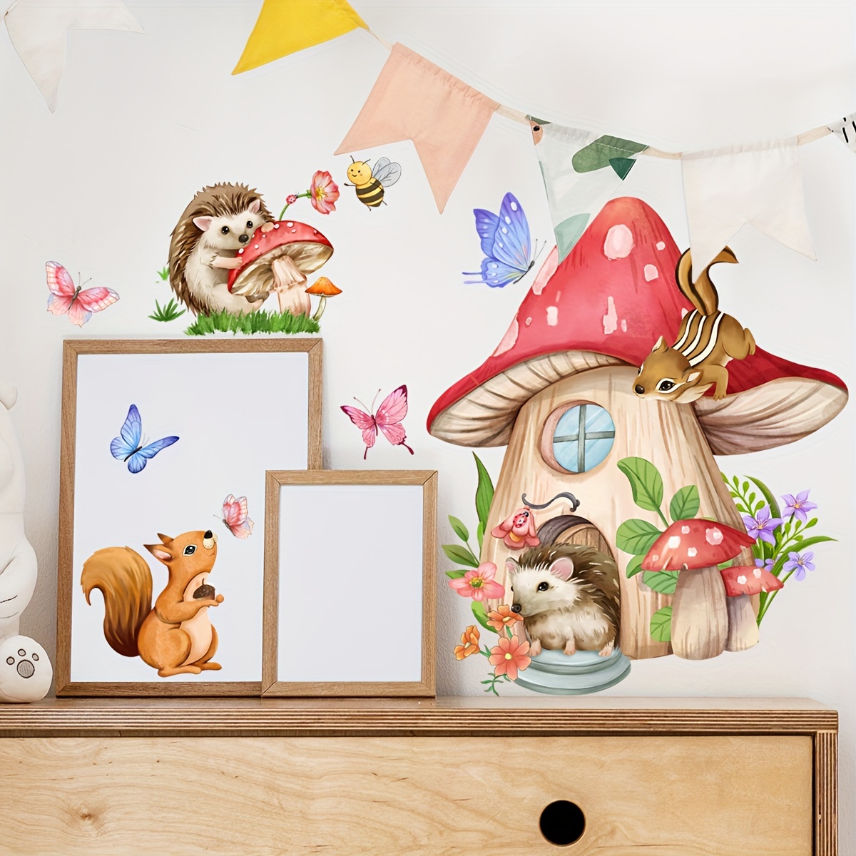 1 ピースユニバーサルアニマルキノコ蝶ウォールステッカー背景 - Pvc Panel Background のレビューと価格