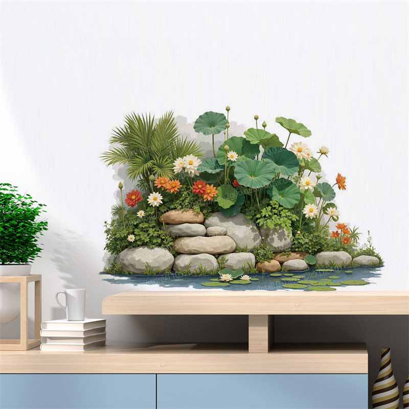熱帯植物の花の木の壁のステッカー自己粘着性の新鮮なシンプルな - Pvc Panel Background のレビューと価格