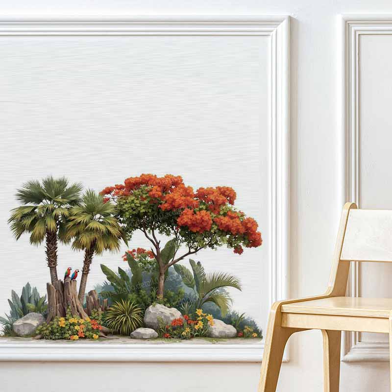 熱帯植物の花の木の壁のステッカー自己粘着性の新鮮なシンプルな - Pvc Panel Background のレビューと価格