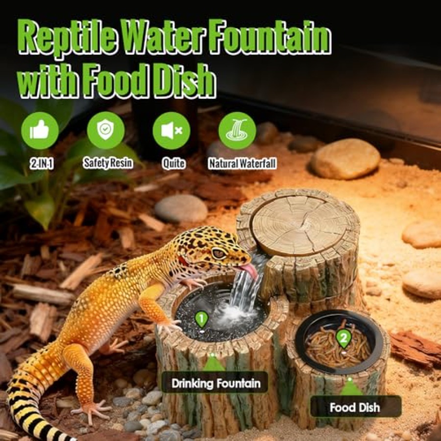 2 in 1 爬虫類用ウォーターファウンテン フードディッシ - Water Dish Reptile のレビューと価格